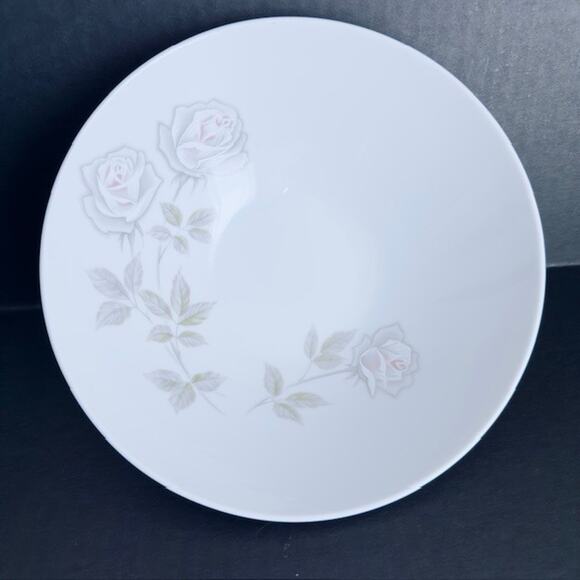 Noritake Edenrose Round Vegetable Serving Bowl Gray/Pink/White Roses VTG - Picture 10 of 11